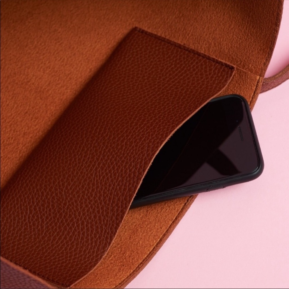 Vince Camuto Luck Brown & Black Leather Vegan Tote - Picture 2 of 8